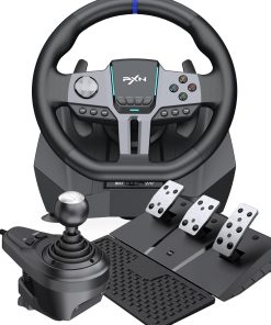 PXN V9 Gen2 Volant de Course - 270° & 900°, Levier de Vitesse en H, Pédales à Effet Hall, Palettes de Changement de Vitesses, Application Outils, Retour de Vibration – Volant pour PC, Xbox et PS4