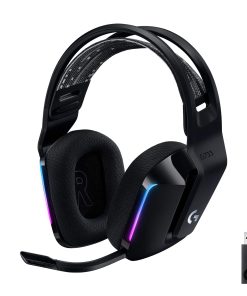 Casque de jeu sans fil Logitech G733 LIGHTSPEED avec bandeau à suspension, LIGHTSYNC RGB, Blue VO ! Technologie micro CE et pilotes audio PRO-G, légers, autonomie de 29 heures, portée de 20 m - Noir