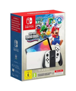Console Nintendo Switch - Modèle OLED • Blanc + Super Mario Bros. Wonder (Pré-installé) + 12 mois d'abonnement NSO (Code)